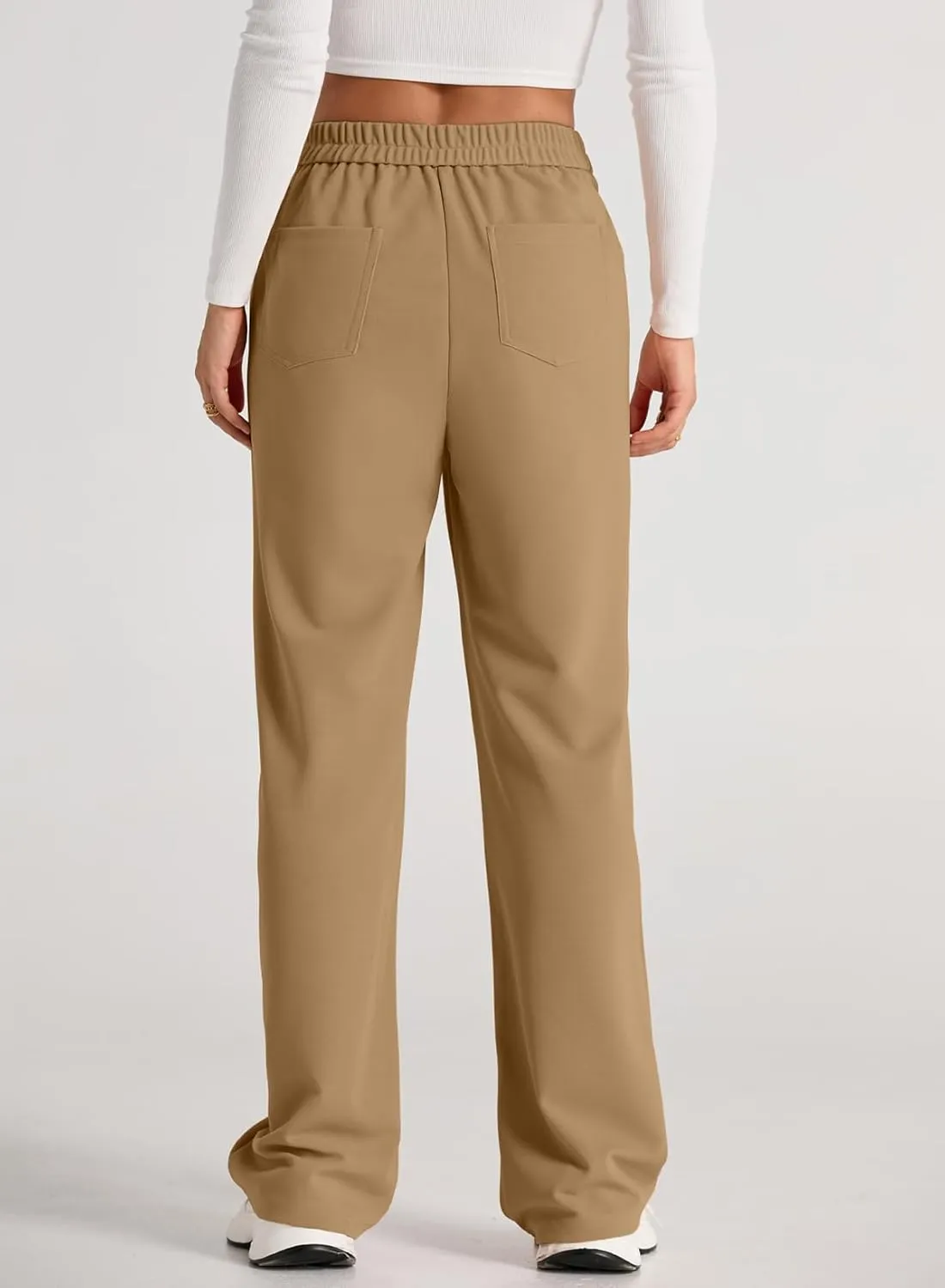 EVALESS Women's Spring 2025 Dress Pants High Waist Straight Leg Pants Button Down Bottoms Work Pants Trousers with Pockets