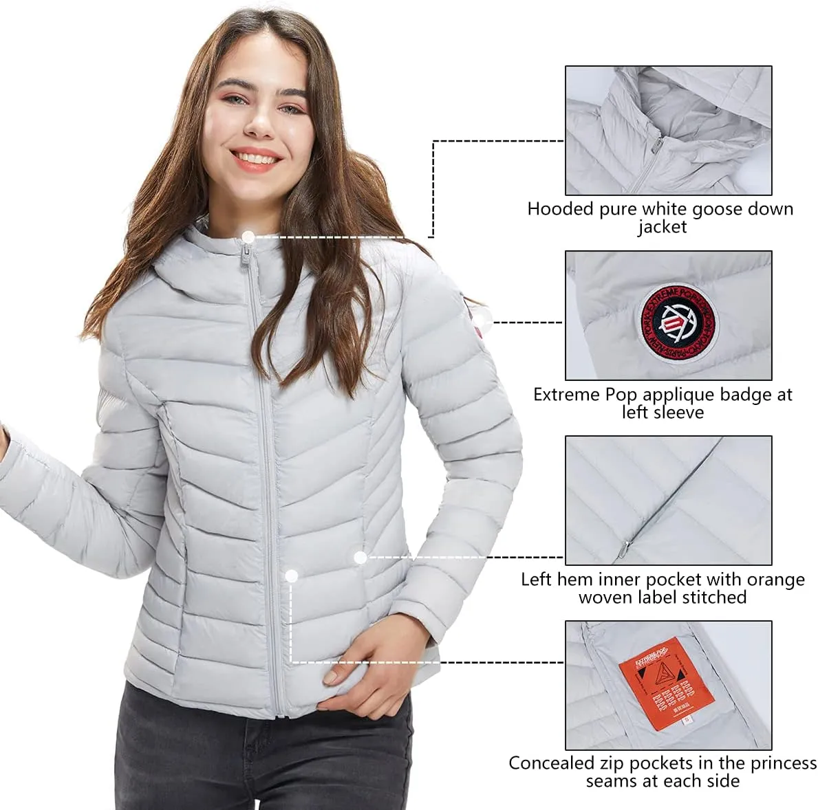 Extreme Pop Womens Goose Down Jackets Size XS-XL UK Brand DHL Delivery 3-5 Working Days