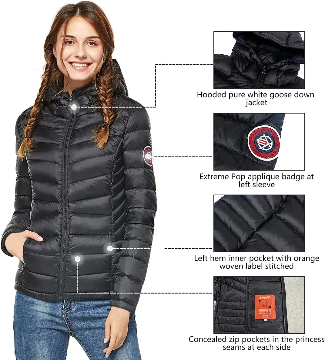 Extreme Pop Womens Goose Down Jackets Size XS-XL UK Brand DHL Delivery 3-5 Working Days