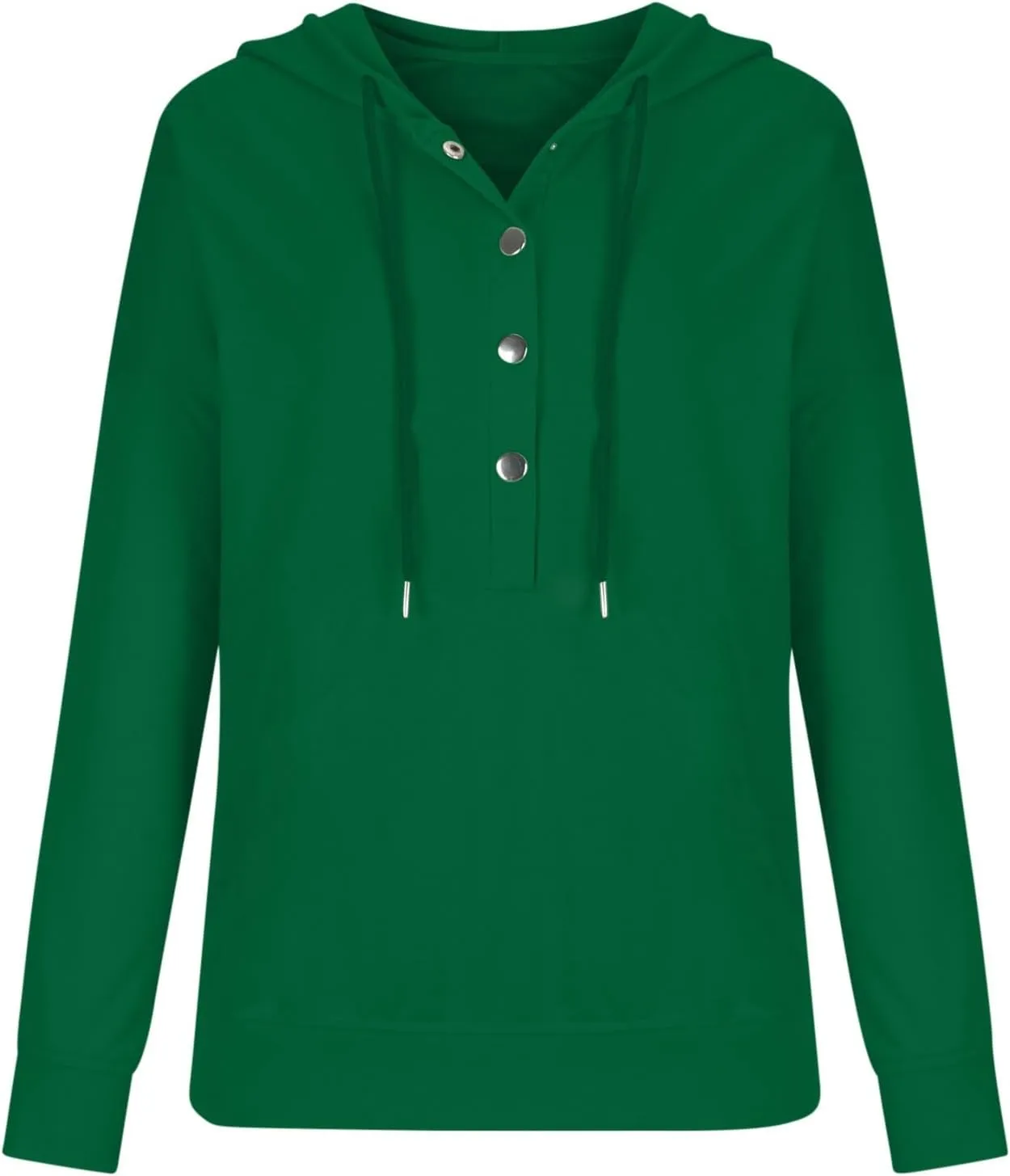 Fall Hoodies For Women Trendy 2024 Causal Long Sleeve Button Down Hooded Sweatshirt Solid Basic Pullover Tops