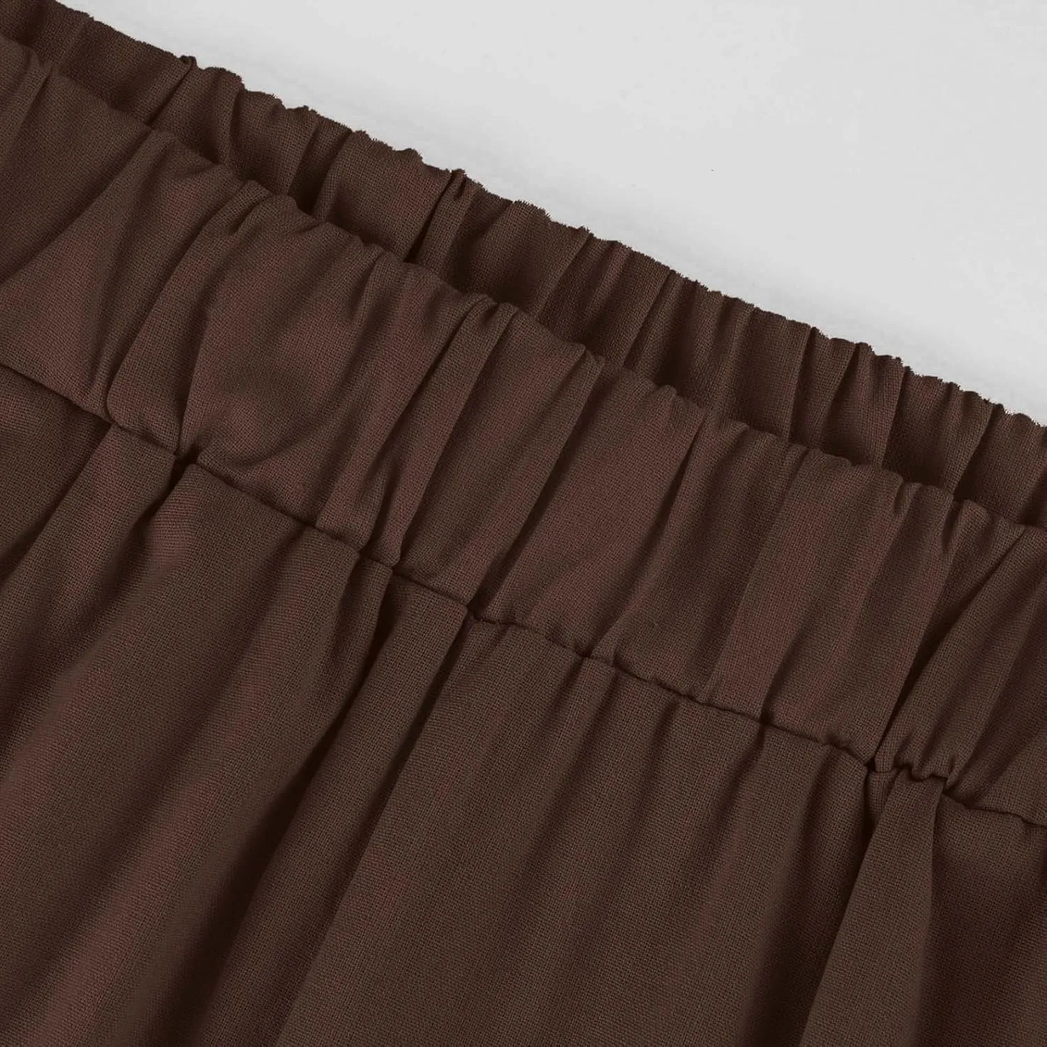 fanmpghleoo Women's Summer Casual Linen Pants Elastic Waist Loose Fit Straight Leg Crop Pants Beach Trousers with Pockets