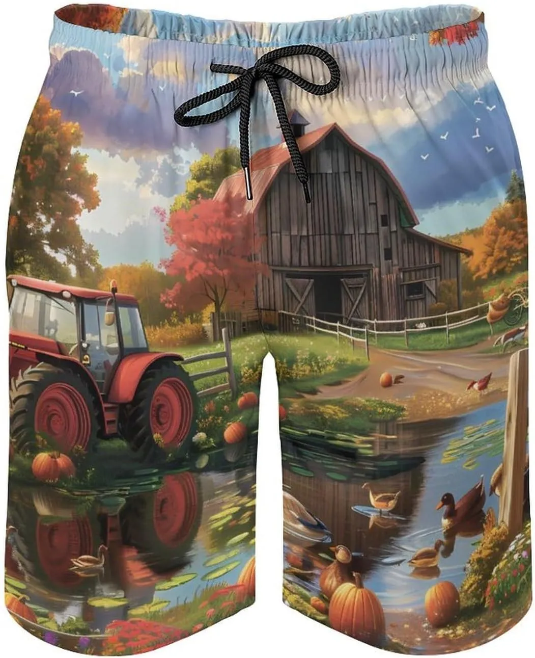 Farm Cottage Life Men's Swim Trunks Quick Dry Board Shorts Breathable Summer Beach Shorts Bathing Suits