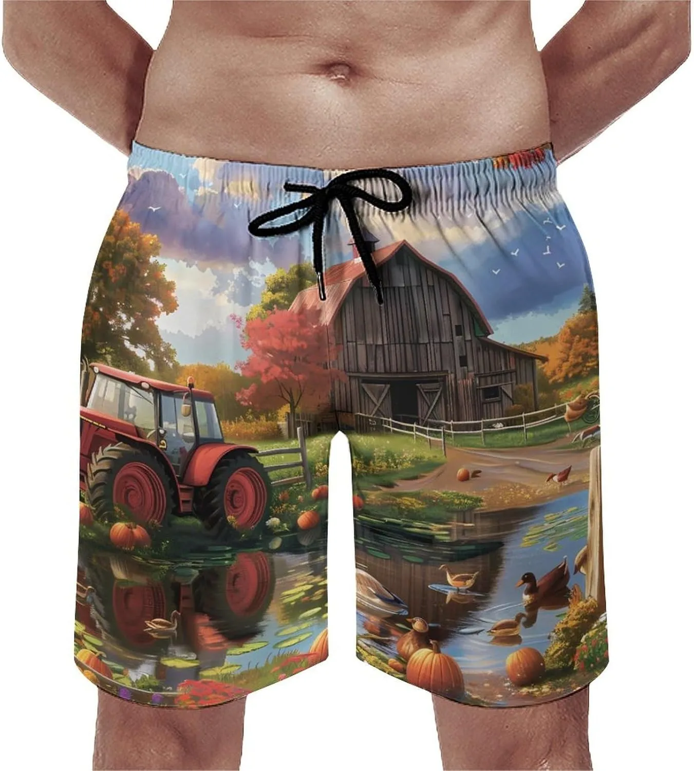 Farm Cottage Life Men's Swim Trunks Quick Dry Board Shorts Breathable Summer Beach Shorts Bathing Suits