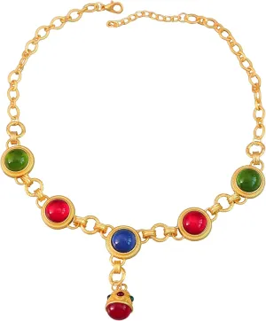 Fashion Jewelry Designer Colorful Vintage Chic Boho Statement Gold Charm Oversized Retro Necklace Chocker for Women