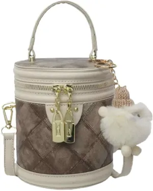 Fashionable Bucket Bag Small Unique Quilted Crossbody Handbag Large Capacity Versatile with Cute Pendant Ideal for Daily Use and Stylish Outings