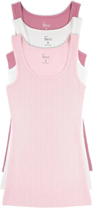 Felina Cotton Ribbed Tank Top - Class Tank Top for Women, Workout Tank Top for Women (Color Options Available)