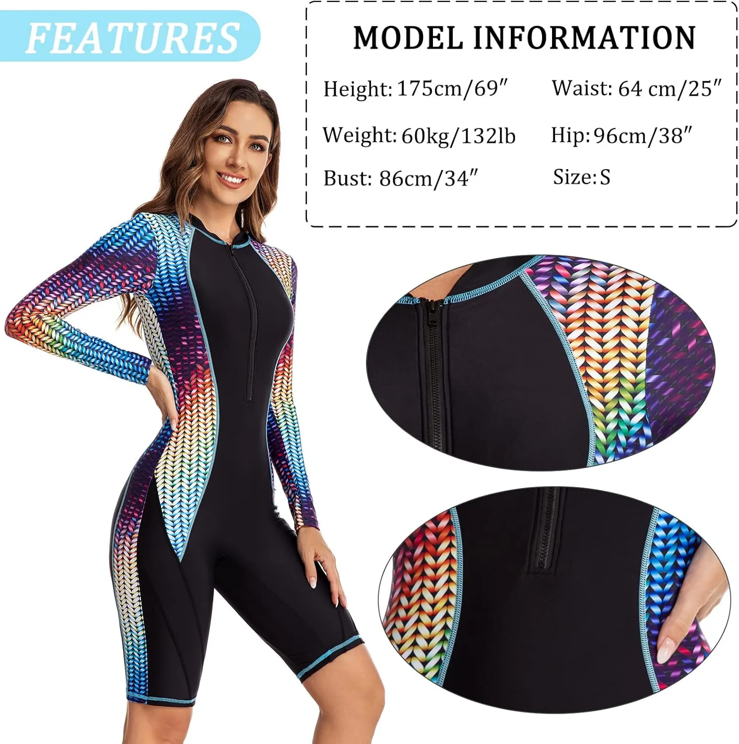 FEOYA Women One Piece Swimsuit Boyleg Rashguard Tummy Control Front Zip Up Bathing Suit with Boyshorts