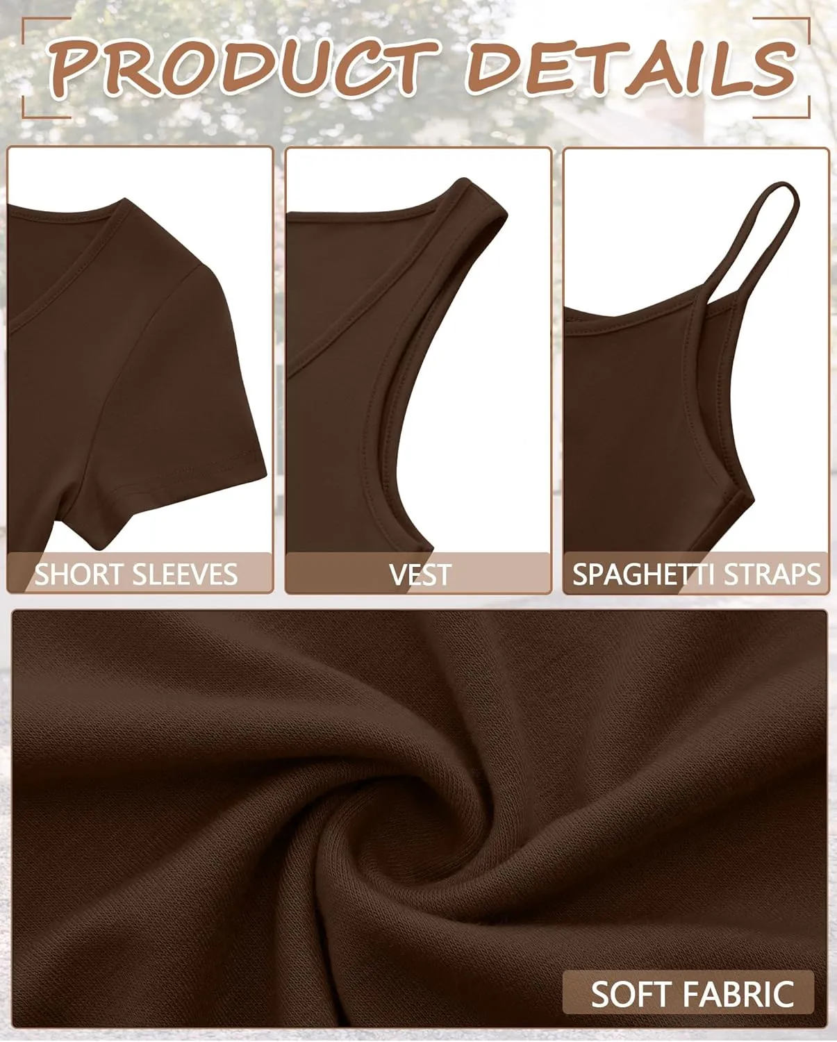 Ficerd 3 Pack Women's Cotton Tops Scoop Neck Short Sleeve T Shirt Summer Slim Fit Tank Top Basic Tight Camisole Tank