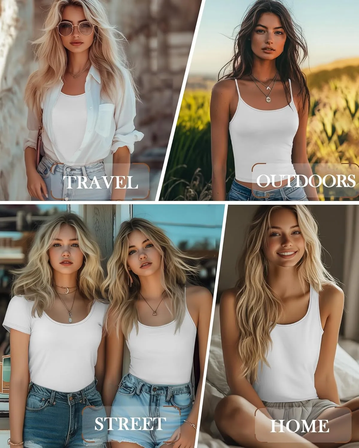 Ficerd 3 Pack Women's Cotton Tops Scoop Neck Short Sleeve T Shirt Summer Slim Fit Tank Top Basic Tight Camisole Tank