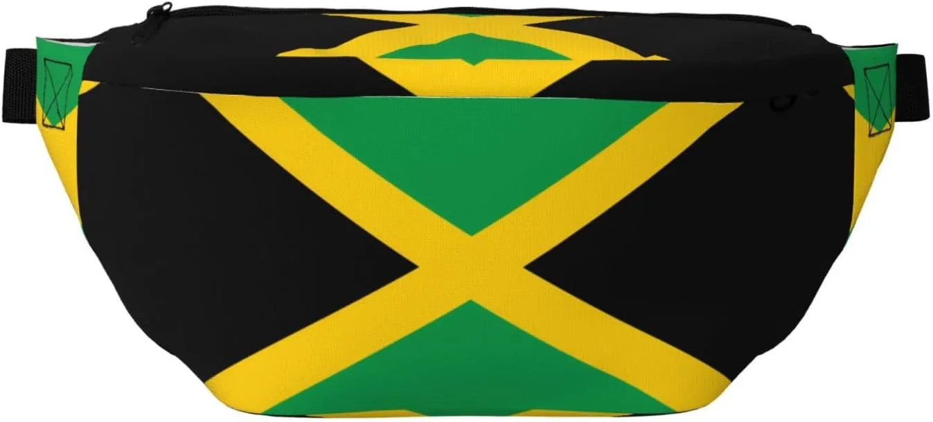 Flag Of Jamaica Stylish Crossbody Waist Pack - Versatile And Compact Travel Pouch For Hands-Free Storage, Black, PBYB-12185A
