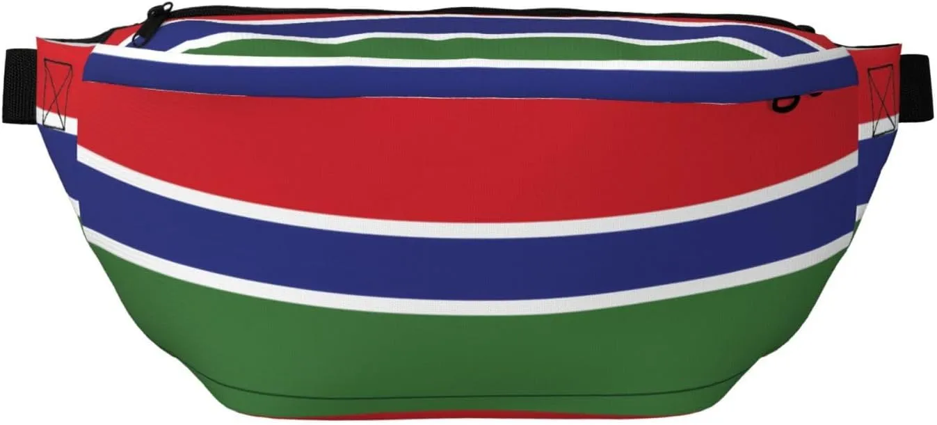 Flag Of The Gambia Stylish Crossbody Waist Pack - Versatile And Compact Travel Pouch For Hands-Free Storage, Black, PBYB-12185A