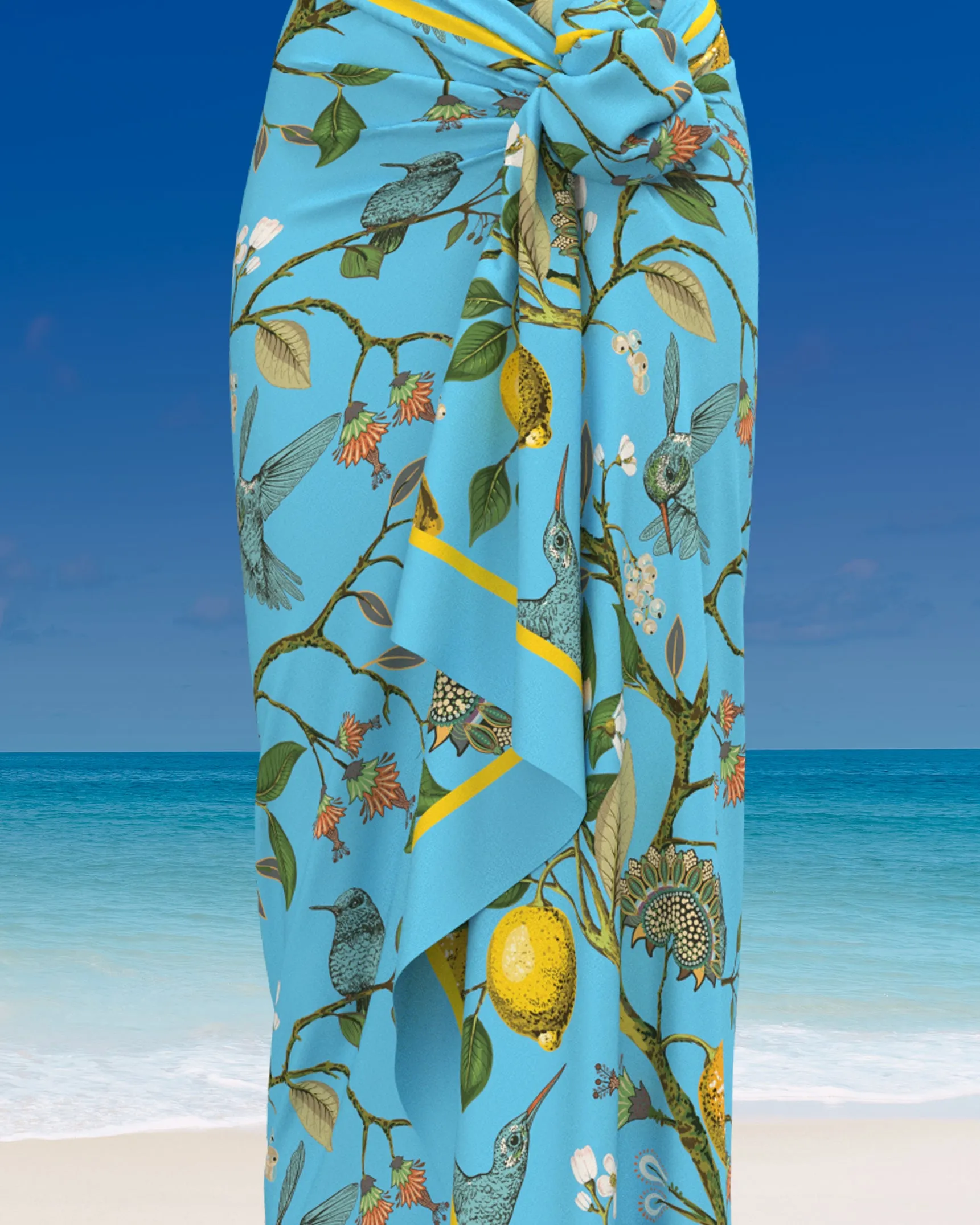 Flora Organic Cotton Pareo in Turquoise