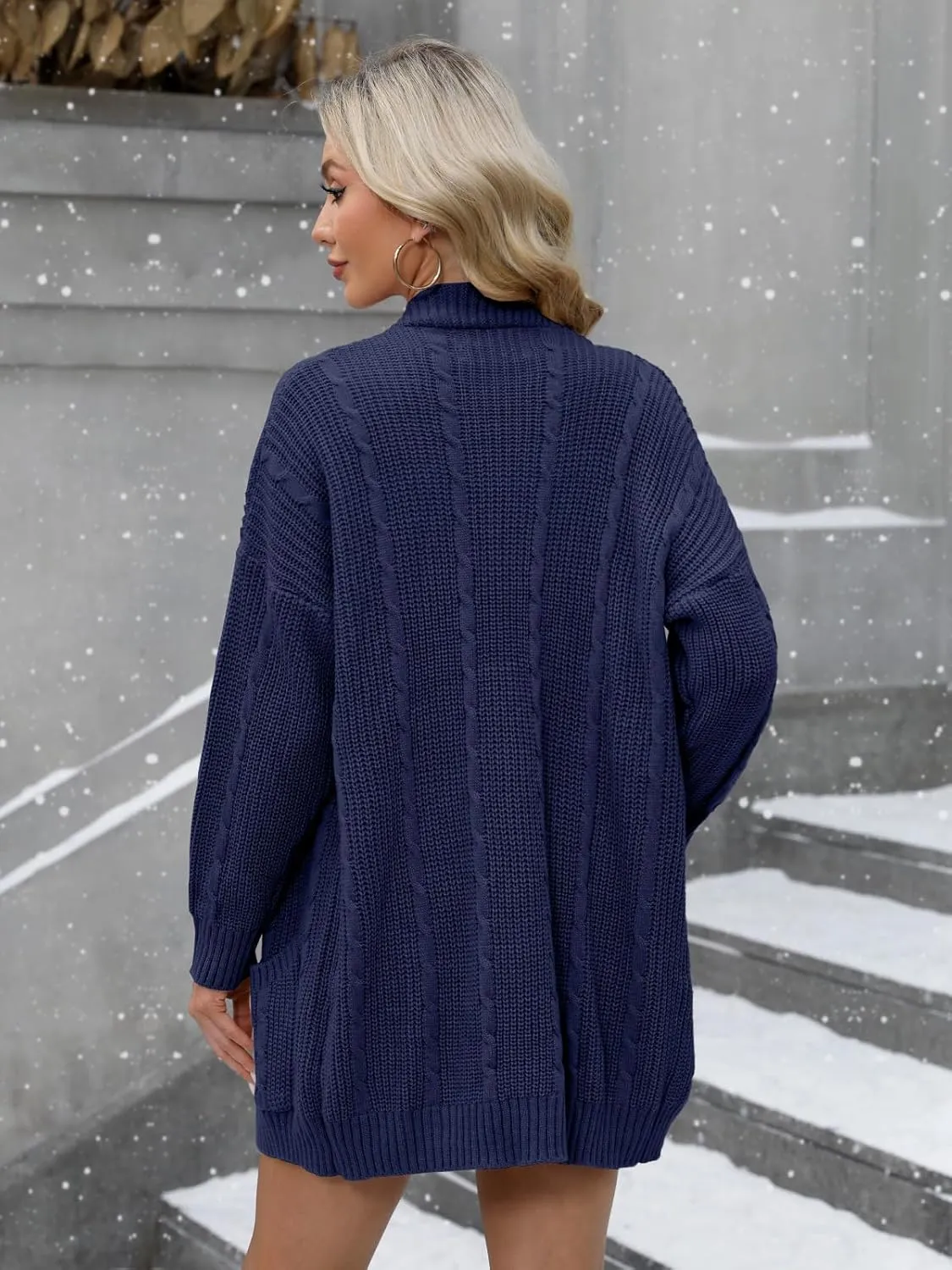 For G and PL Women's V-Neck Long Sleeve Cardigan Cable Knit Open Front with Pockets Sweater Outerwear