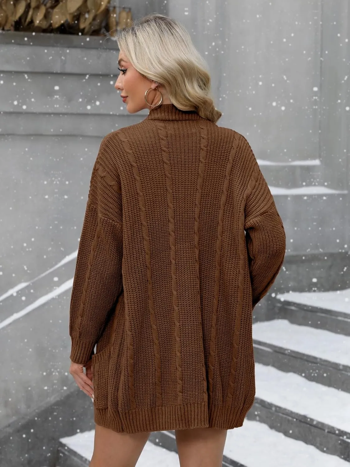 For G and PL Women's V-Neck Long Sleeve Cardigan Cable Knit Open Front with Pockets Sweater Outerwear