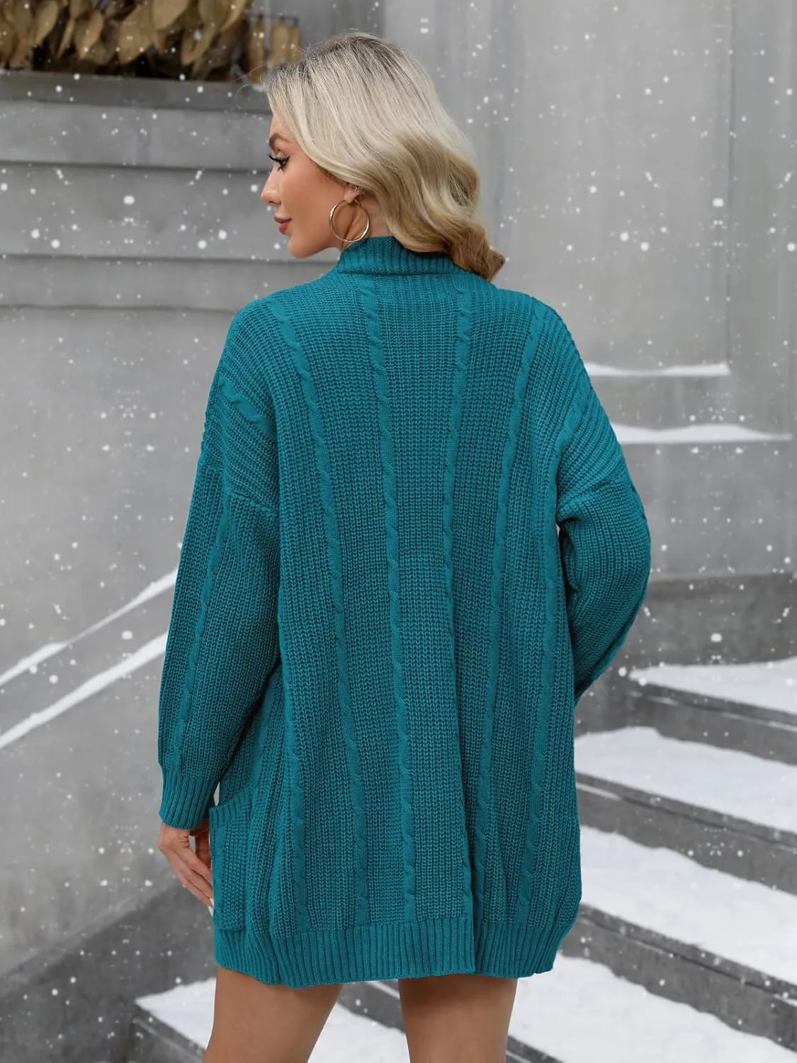For G and PL Women's V-Neck Long Sleeve Cardigan Cable Knit Open Front with Pockets Sweater Outerwear