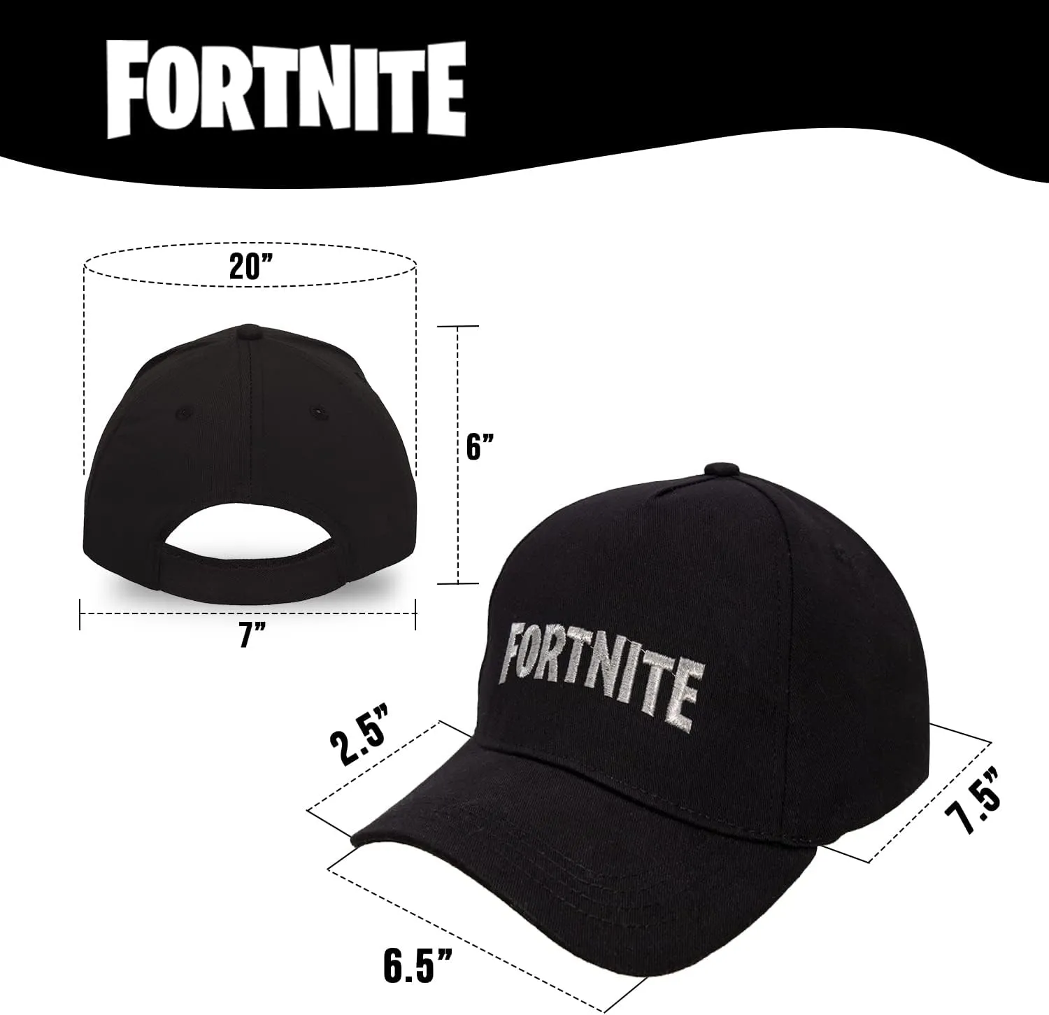FORTNITE Baseball Cap for Boys, Quality Made Boys Hat and Fitted Cap, Flatbrim Baseball Hat with Sleek Design