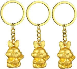 FRCOLOR 3Pcs Bunny Keychain Decorative Alloy Rabbit Charms Lucky Pendant for Bags Backpacks present for Year Rabbit Cute Aesthetic Keychains for Women