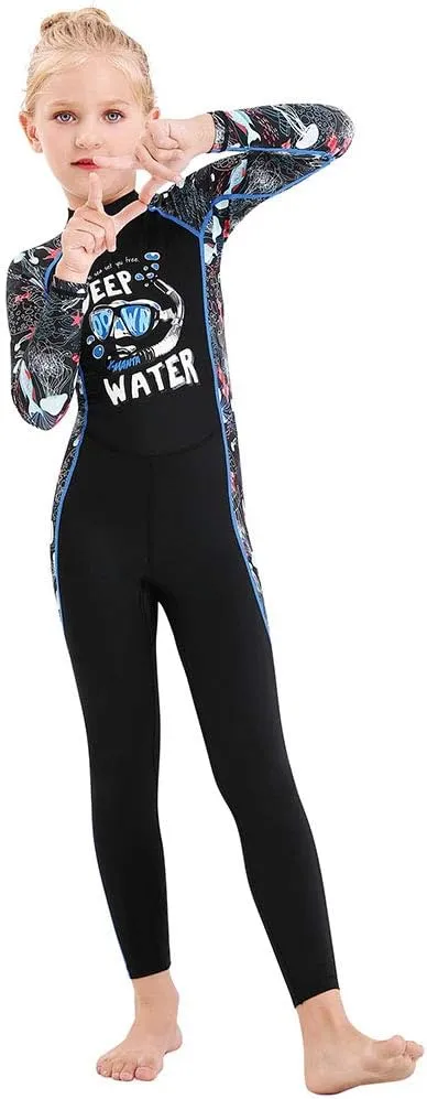 Full Body Kids Swimsuit One Piece Rash Guard Long Sleeve Wetsuit Skin for Girls Boys
