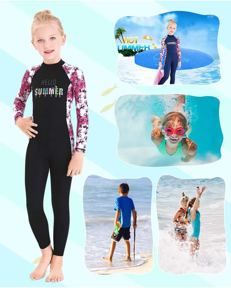 Full Body Kids Swimsuit One Piece Rash Guard Long Sleeve Wetsuit Skin for Girls Boys