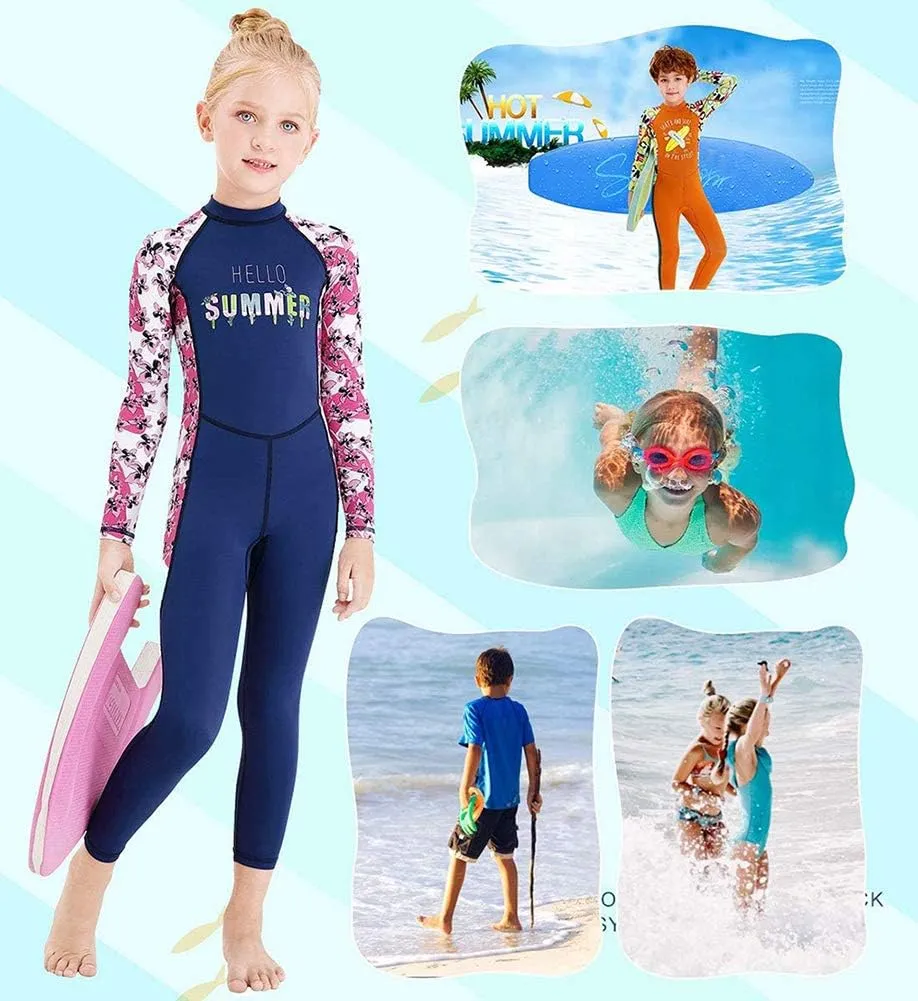 Full Body Kids Swimsuit One Piece Rash Guard Long Sleeve Wetsuit Skin for Girls Boys