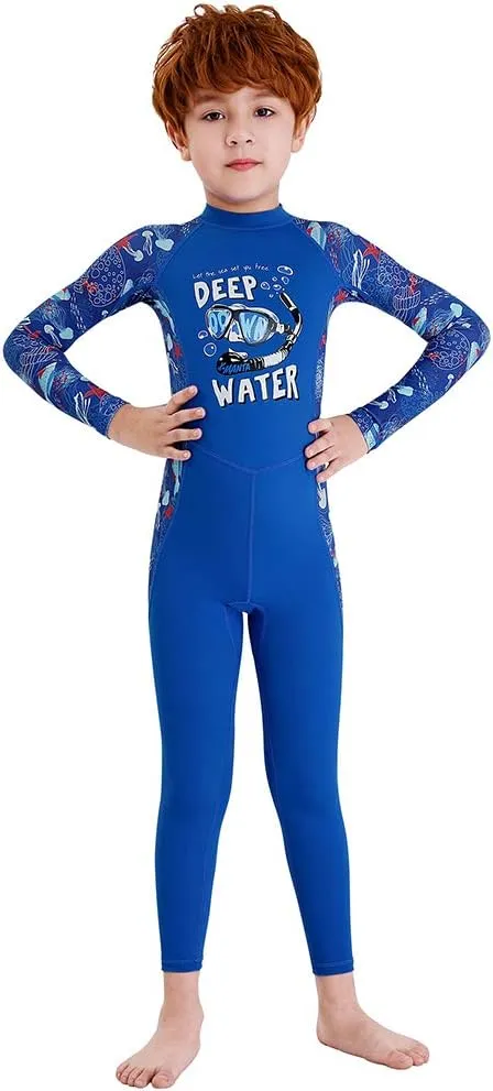 Full Body Kids Swimsuit One Piece Rash Guard Long Sleeve Wetsuit Skin for Girls Boys