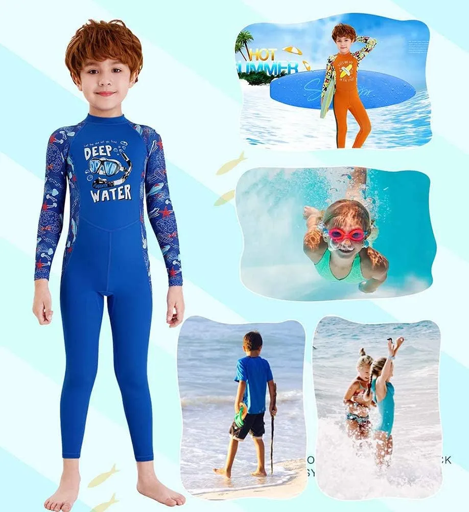 Full Body Kids Swimsuit One Piece Rash Guard Long Sleeve Wetsuit Skin for Girls Boys