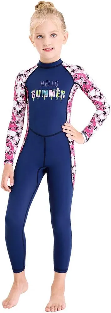 Full Body Kids Swimsuit One Piece Rash Guard Long Sleeve Wetsuit Skin for Girls Boys