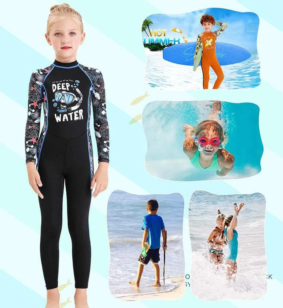 Full Body Kids Swimsuit One Piece Rash Guard Long Sleeve Wetsuit Skin for Girls Boys