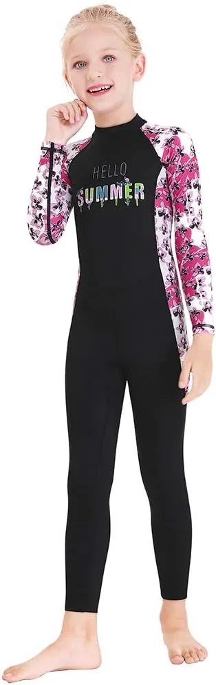 Full Body Kids Swimsuit One Piece Rash Guard Long Sleeve Wetsuit Skin for Girls Boys