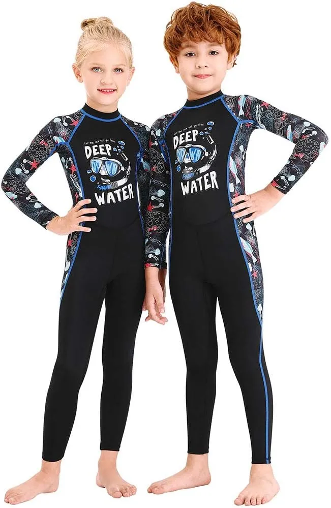 Full Body Kids Swimsuit One Piece Rash Guard Long Sleeve Wetsuit Skin for Girls Boys