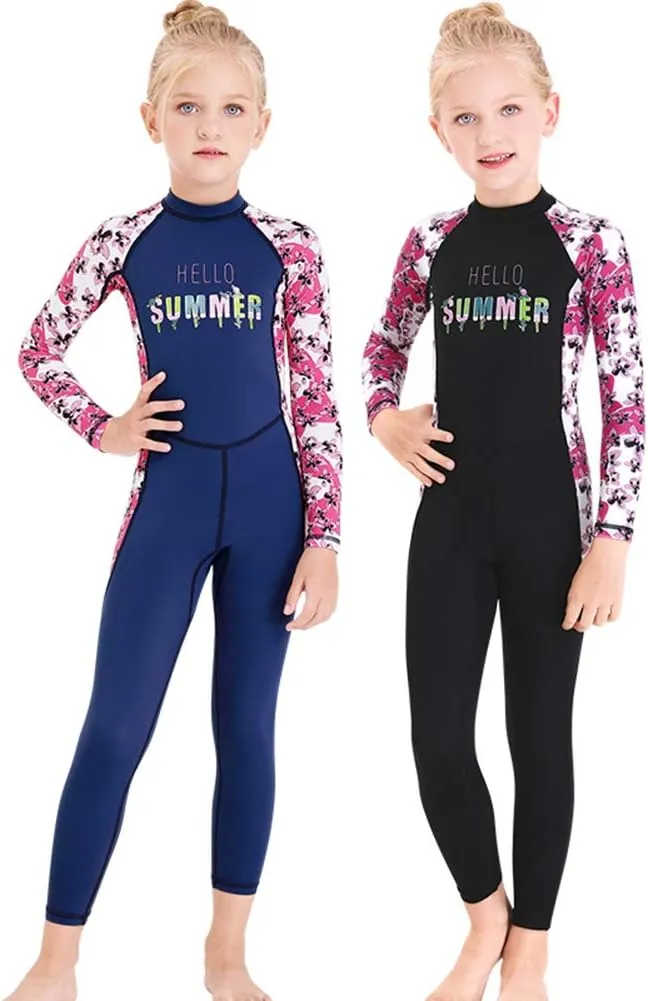 Full Body Kids Swimsuit One Piece Rash Guard Long Sleeve Wetsuit Skin for Girls Boys