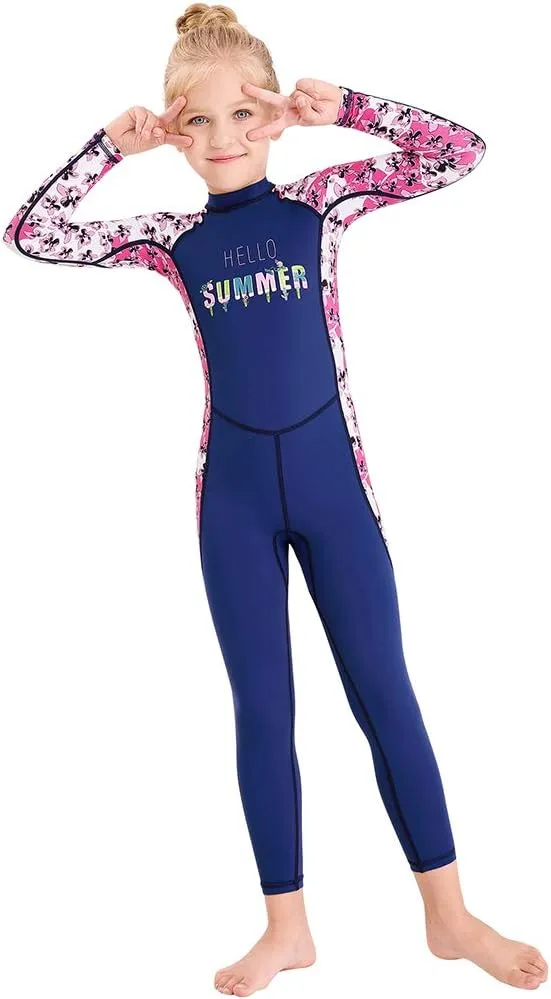 Full Body Kids Swimsuit One Piece Rash Guard Long Sleeve Wetsuit Skin for Girls Boys