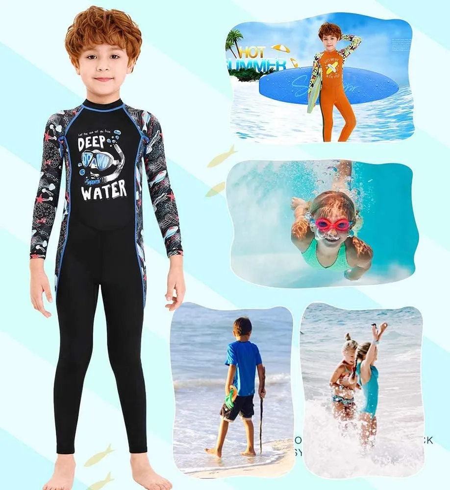 Full Body Kids Swimsuit One Piece Rash Guard Long Sleeve Wetsuit Skin for Girls Boys