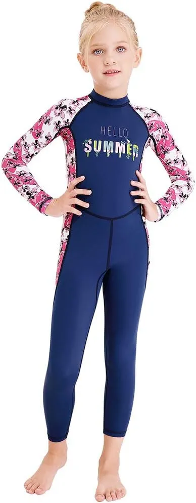 Full Body Kids Swimsuit One Piece Rash Guard Long Sleeve Wetsuit Skin for Girls Boys
