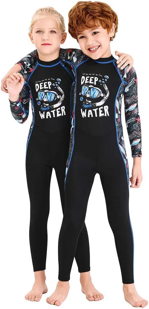 Full Body Kids Swimsuit One Piece Rash Guard Long Sleeve Wetsuit Skin for Girls Boys