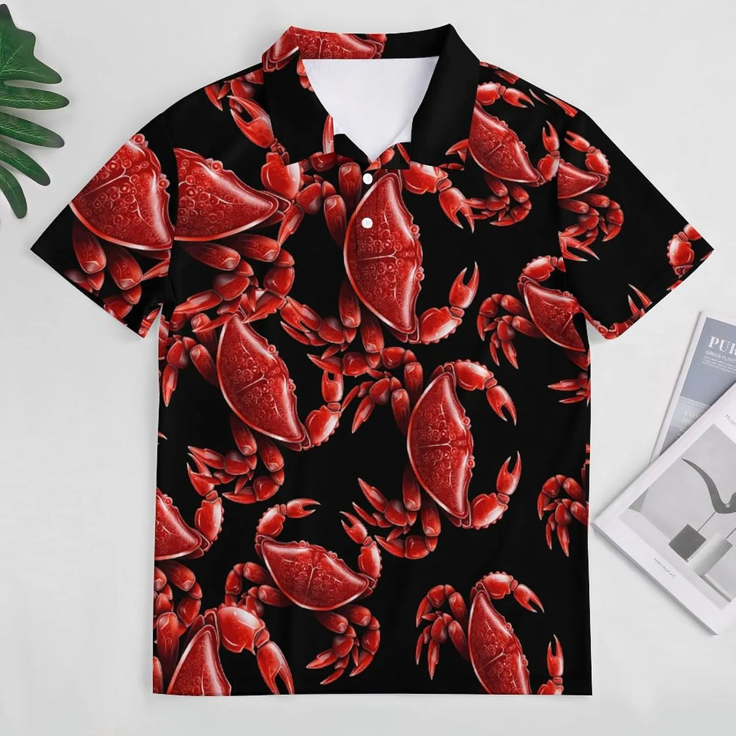 Funny Crab Men's Polo Shirt Casual Golf Polo Shirt Short Sleeve Sports T-Shirt