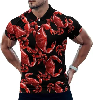 Funny Crab Men's Polo Shirt Casual Golf Polo Shirt Short Sleeve Sports T-Shirt