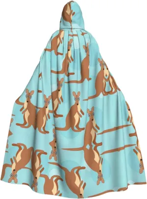 Funny for Kangaroo Zoo Print Halloween Hooded Cloak Hooded Cape Adult Halloween Costume Cosplay Witch Cloak with Extra Comfort Black