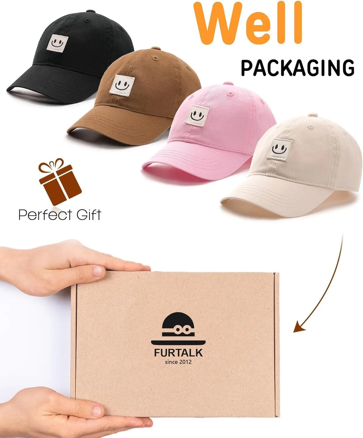 FURTALK Kids Toddler Baseball Hat Boys Girls Adjustable UPF50  Washed Cotton Baseball Cap