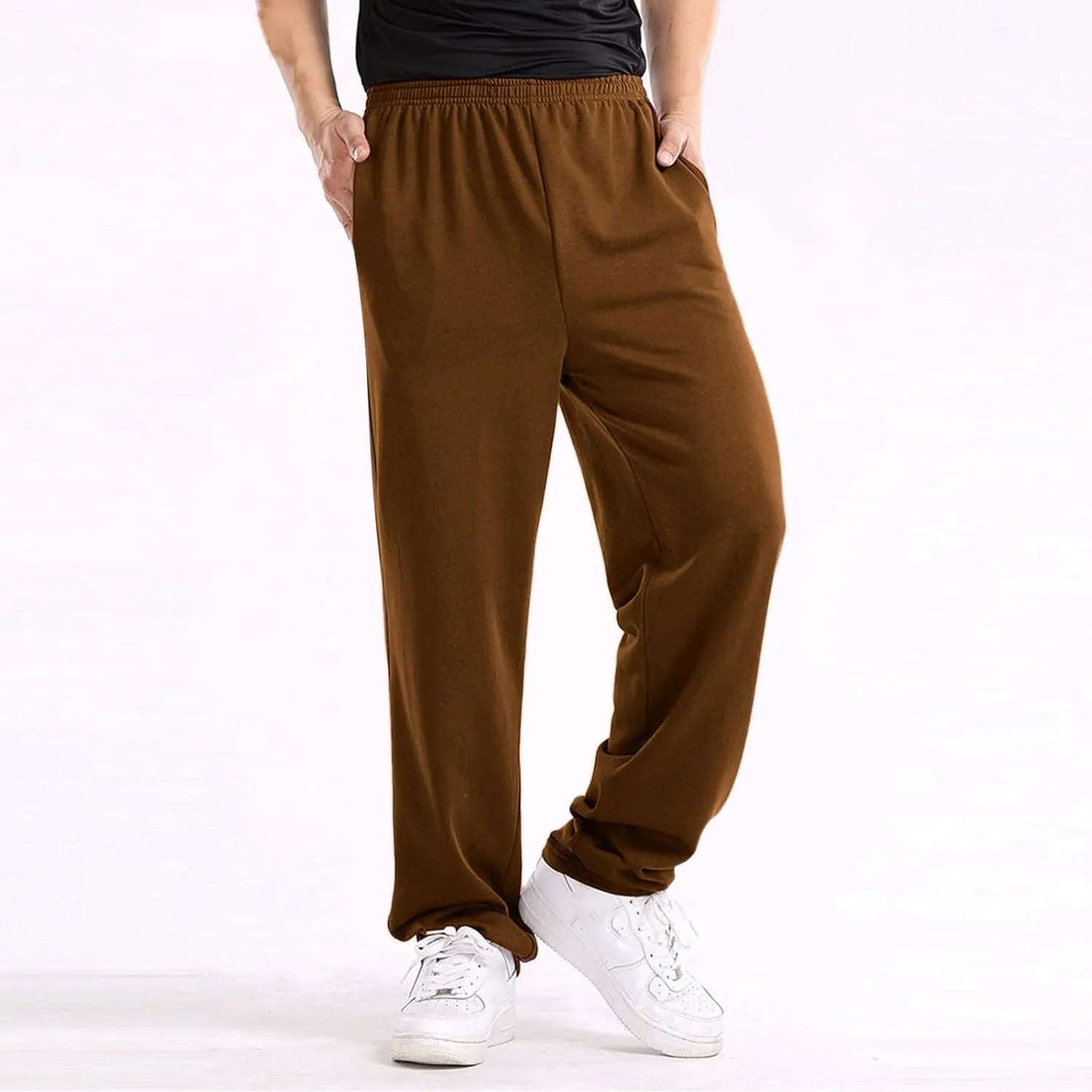 FZVYD Mens Sweatpants Pants Casual Jogging Sports Elastic Lightweight Wide Leg Long Straight Lounge Trousers with Pockets
