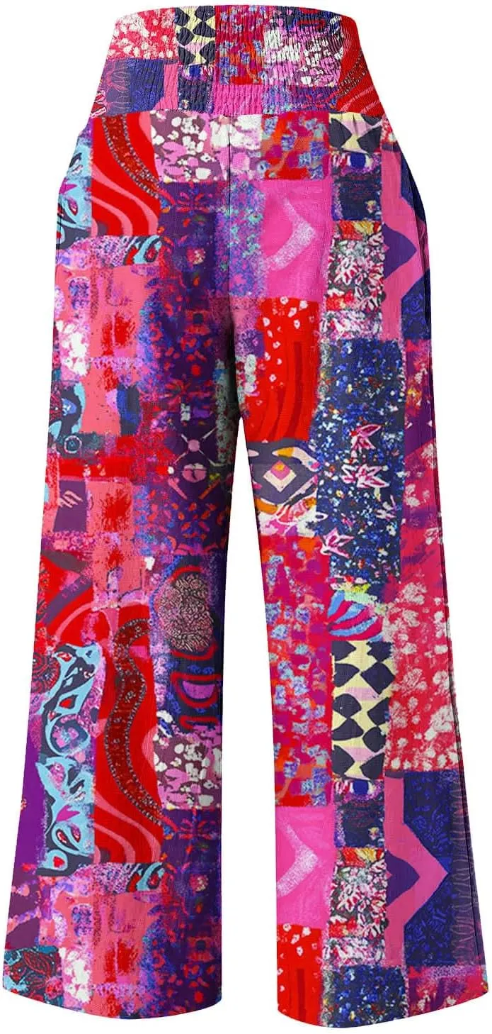 FZYLQY Wide Leg Pants for Women Dressy Button High Waisted Business Pants Summer Casual Work Beach Pants Trousers with Pocket