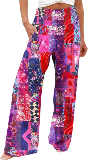 FZYLQY Wide Leg Pants for Women Dressy Button High Waisted Business Pants Summer Casual Work Beach Pants Trousers with Pocket