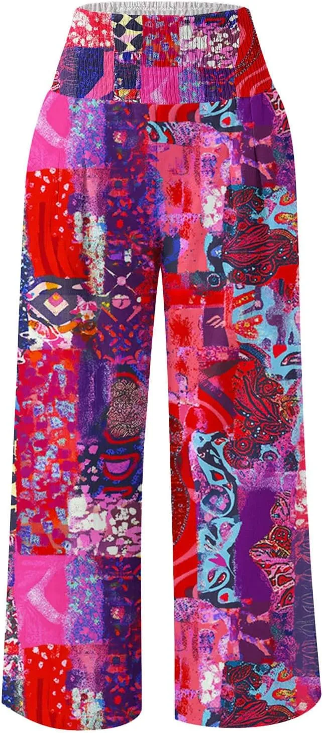 FZYLQY Wide Leg Pants for Women Dressy Button High Waisted Business Pants Summer Casual Work Beach Pants Trousers with Pocket