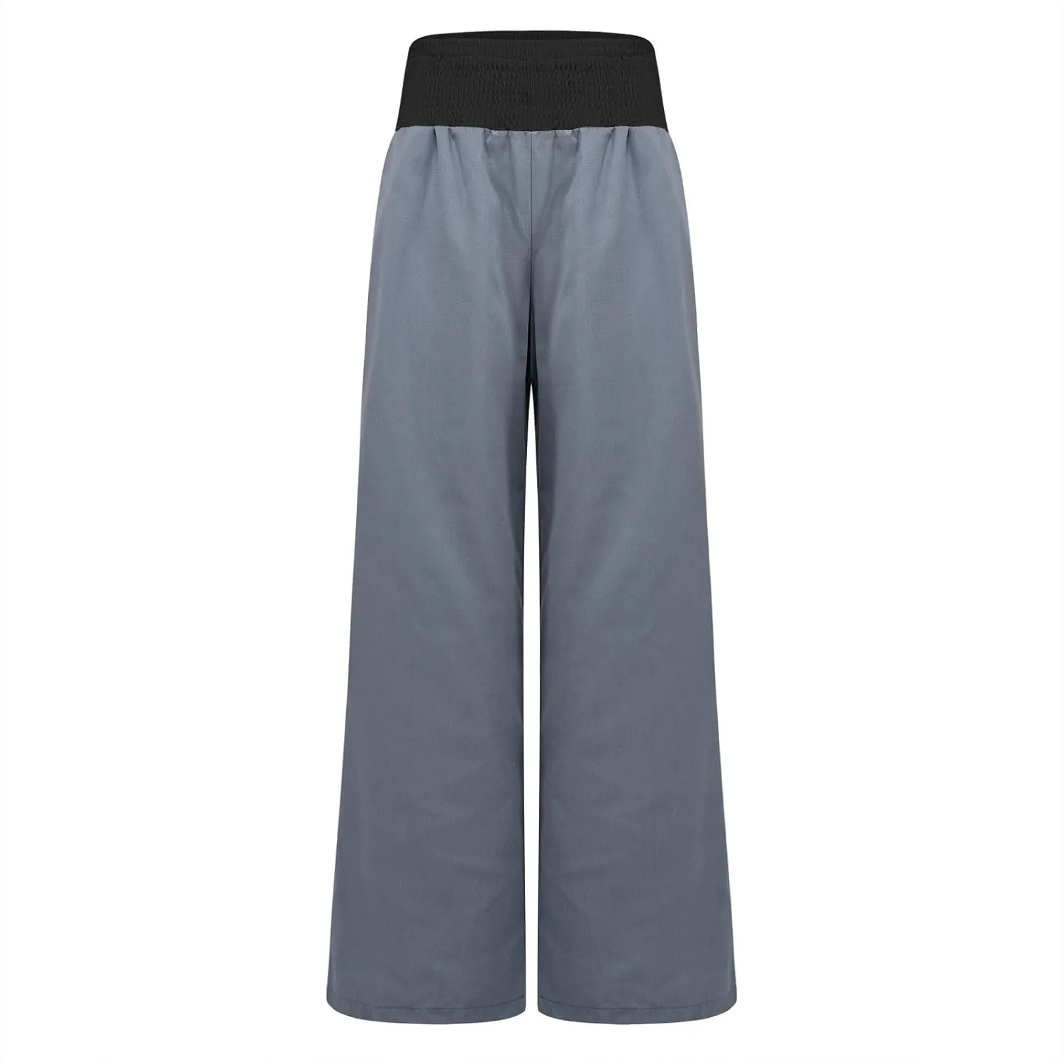 FZYLQY Womens Linen Pants 2025 Summer Loose Fit Comfy Casual Pants Colorblock Smocked Waist Beach Trouser Pants with Pockets