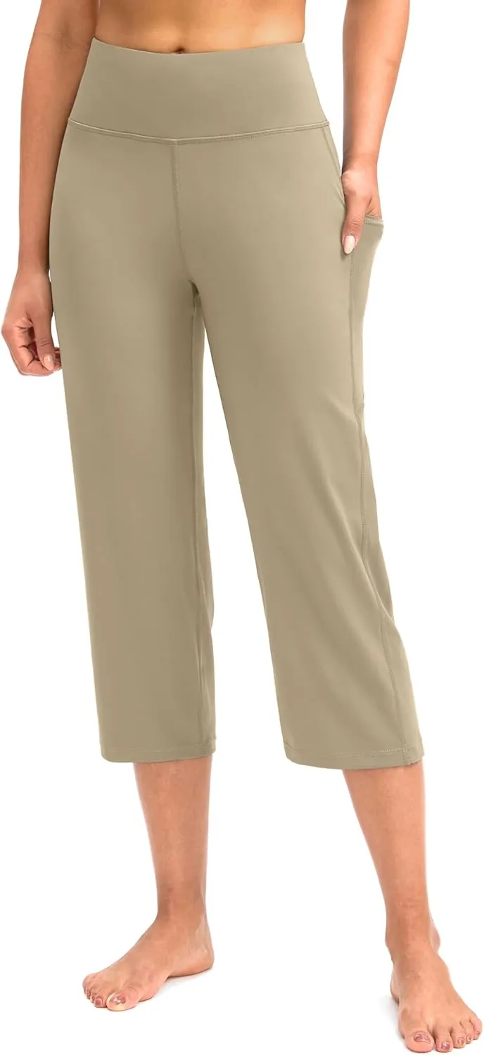 G Gradual Capri Pants for Women High Waist Workout Yoga Pants with Pockets Tummy Control Leggings Crop Straight