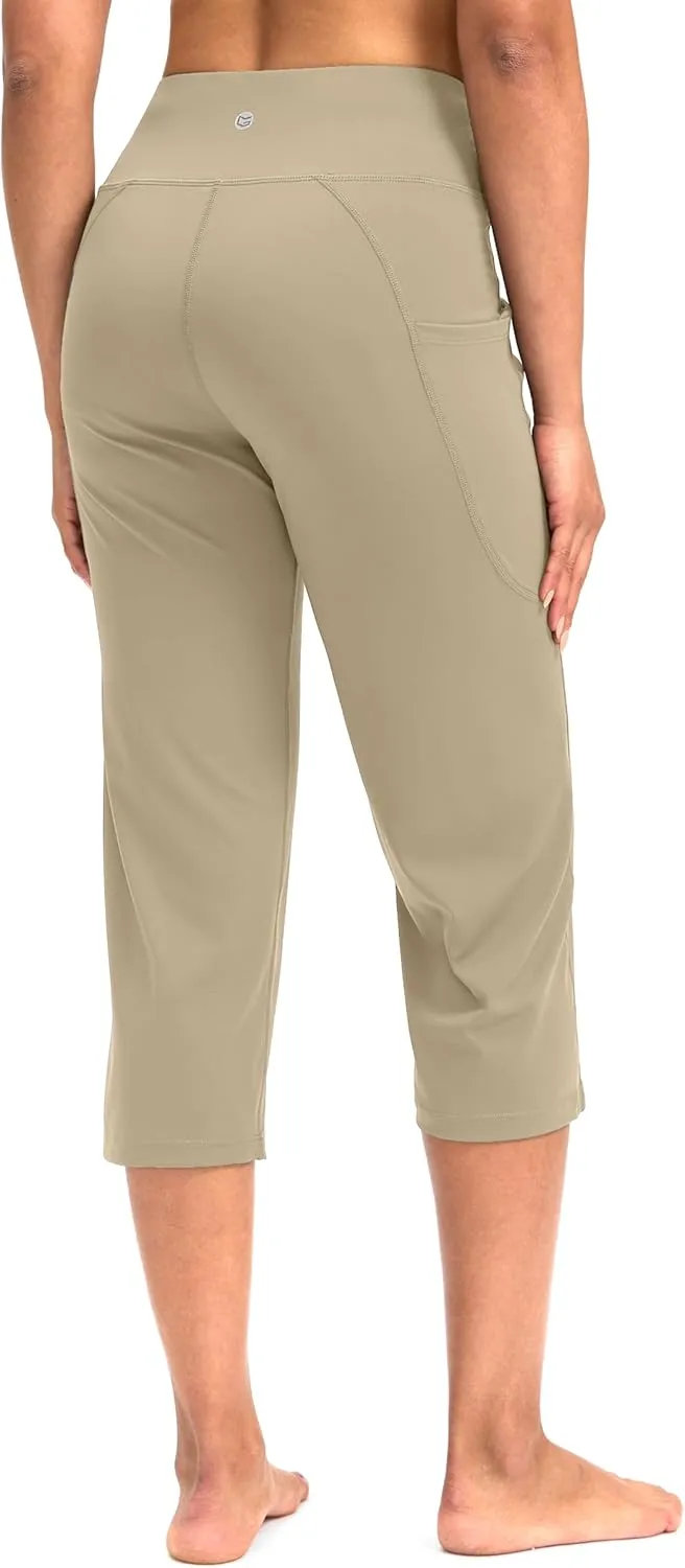 G Gradual Capri Pants for Women High Waist Workout Yoga Pants with Pockets Tummy Control Leggings Crop Straight