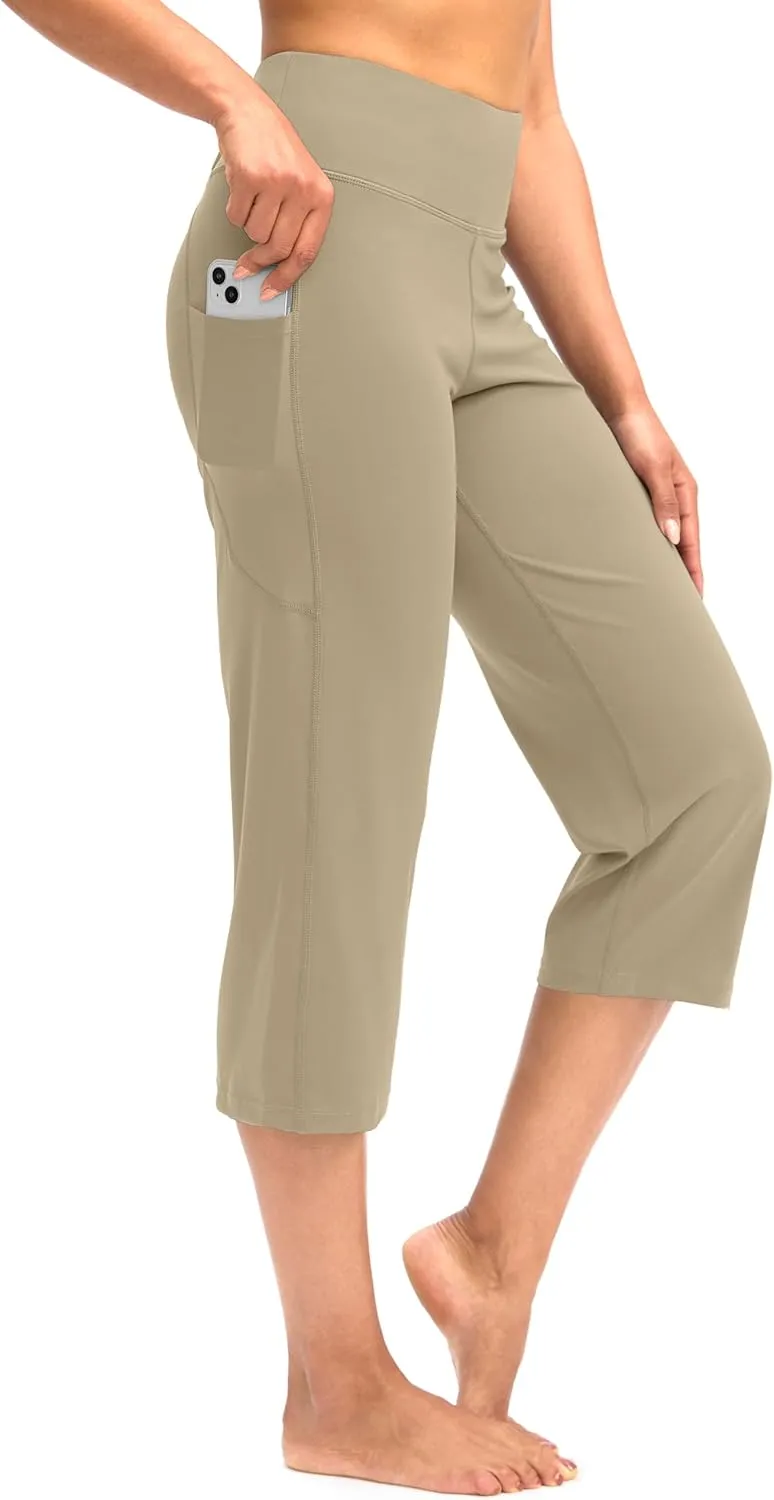 G Gradual Capri Pants for Women High Waist Workout Yoga Pants with Pockets Tummy Control Leggings Crop Straight