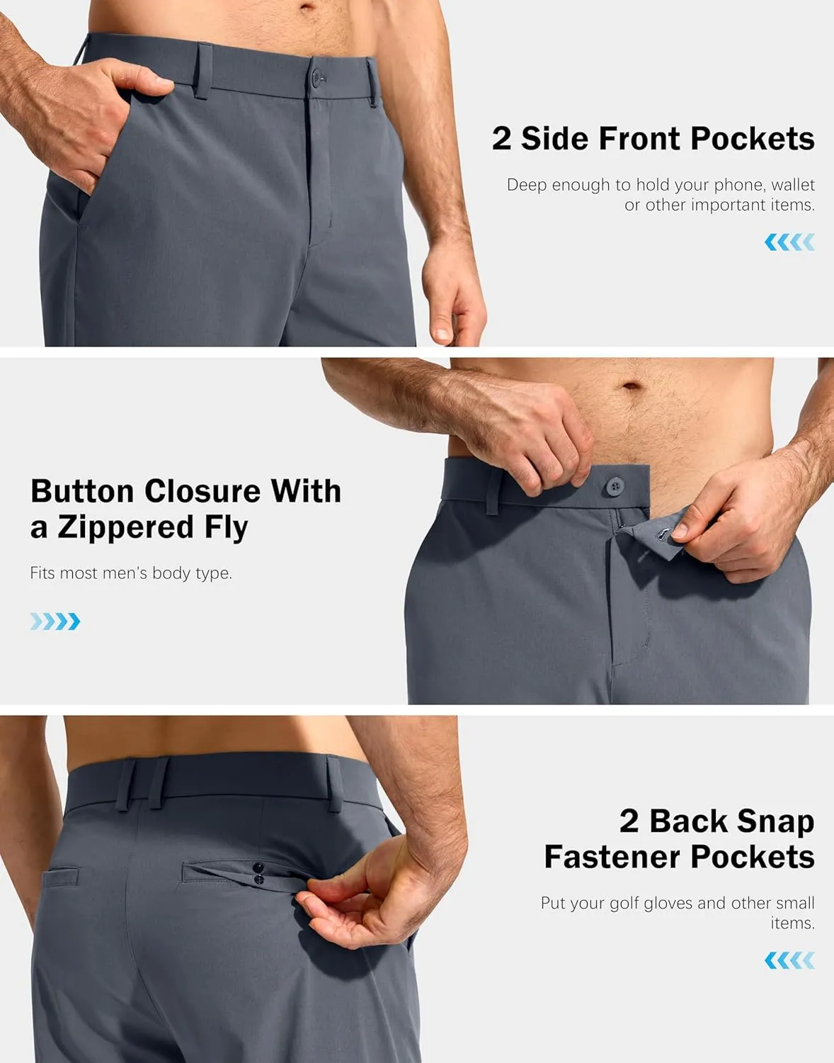 G Gradual Mens Golf Pants Stretch Dress Casual Pants 30"/32"/34" Lightweight Work Travel Slacks for Men with 4 Pockets