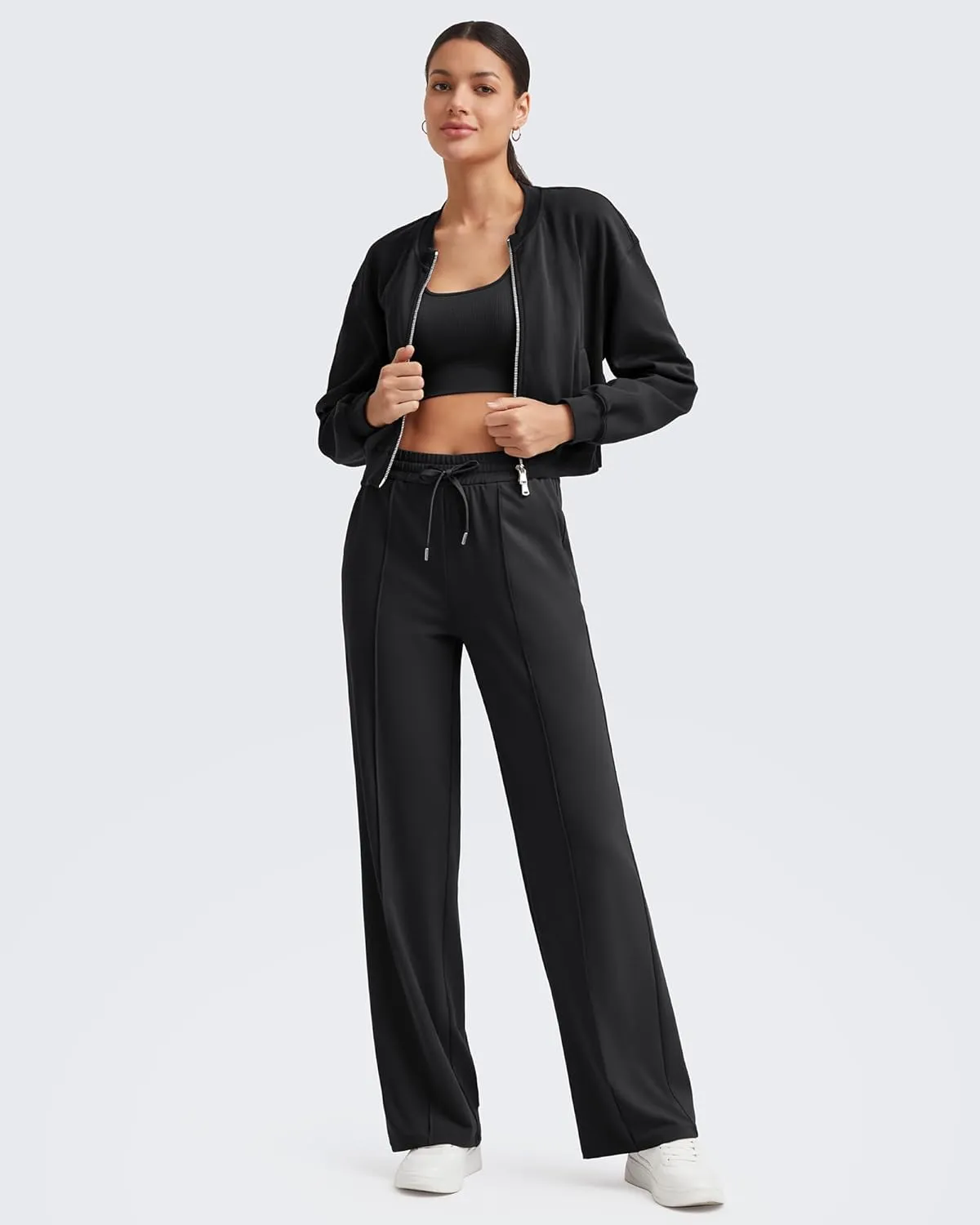G4Free Womens Sweatpants Wide Leg Yoga Pants with Pockets Drawstring High Waist Casual Lounge Pants Petite/Regular/Tall