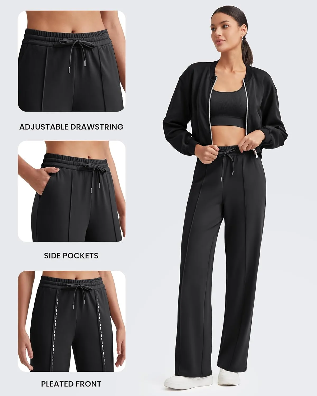 G4Free Womens Sweatpants Wide Leg Yoga Pants with Pockets Drawstring High Waist Casual Lounge Pants Petite/Regular/Tall